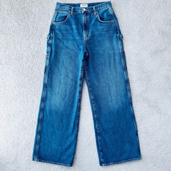 Agolde Wide Leg Jeans Organic Cotton Lyocell Medium Wash Blue Size 27 Like New - Picture 5 of 10